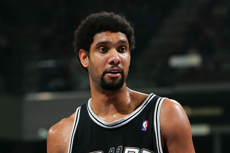 Tim Duncan #21 of the San Antonia Spurs.